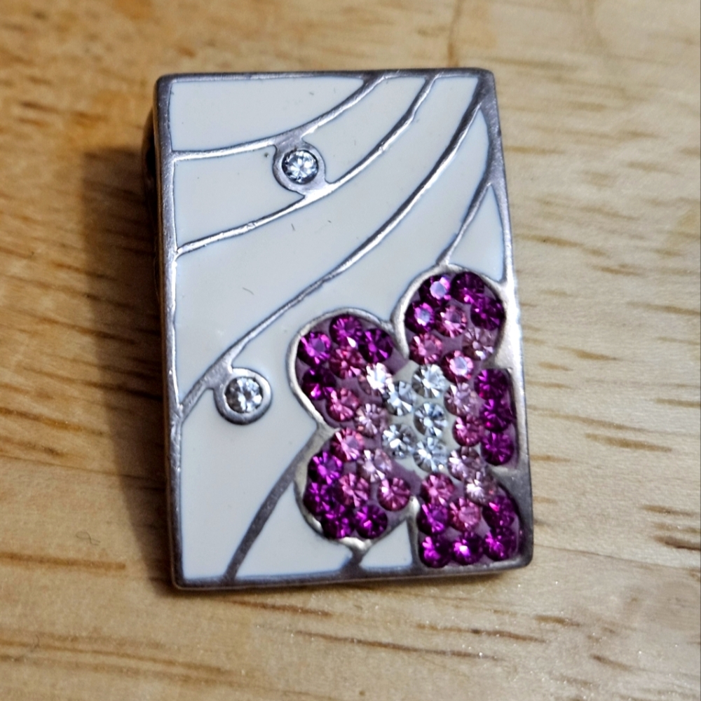Swarovski Enamel 925 Modern Silver and Pink Geometric Pendant
